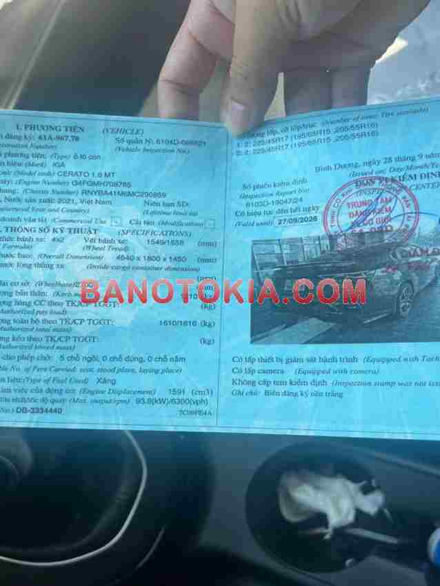 Cần bán Kia Cerato 1.6 MT 2021, xe đẹp giá rẻ bất ngờ